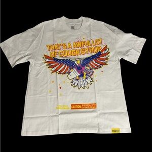 That’s an awful a lot of cough syrup White Graphic T-Shirt with Bold Text New